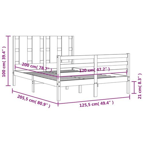 Sengeramme med sengegavl 120x200 cm massivt træ hvid