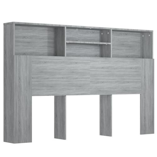 Sengegavl med opbevaring 160x19x103,5 cm grå sonoma-eg