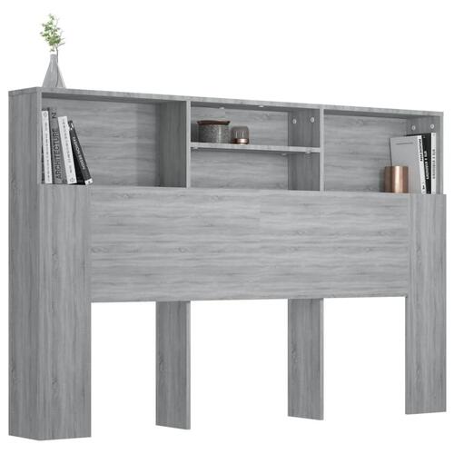 Sengegavl med opbevaring 160x19x103,5 cm grå sonoma-eg