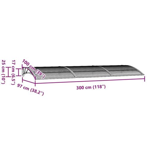 Dørbaldakin 300x100 cm polycarbonat sort