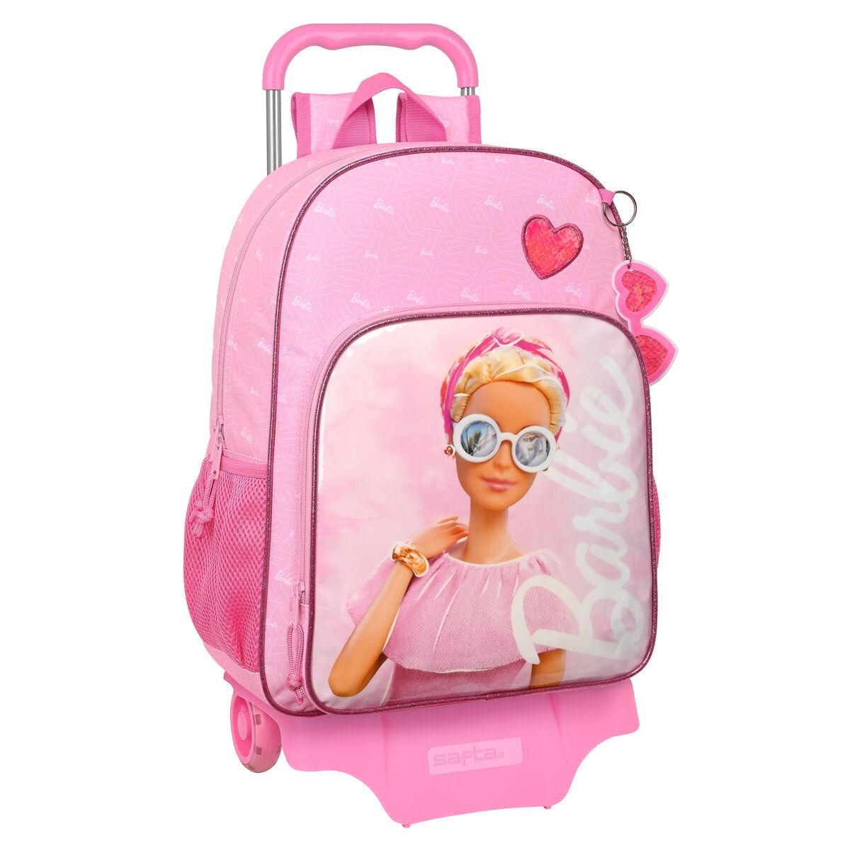 Skolerygsæk med Hjul Barbie Girl Pink 33 x 42 x 14 cm billede