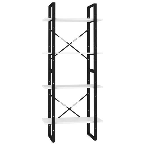 Bogreol med 4 hylder 60x30x140 cm konstrueret træ hvid