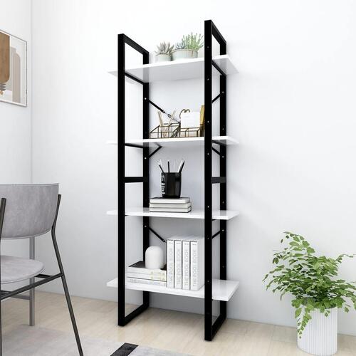 Bogreol med 4 hylder 60x30x140 cm konstrueret træ hvid