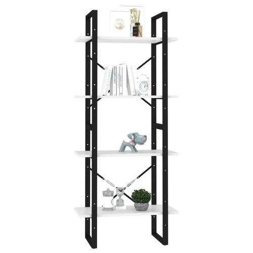 Bogreol med 4 hylder 60x30x140 cm konstrueret træ hvid