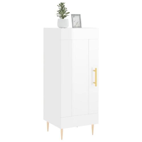 Skænk 34,5x34x90 cm konstrueret træ hvid højglans