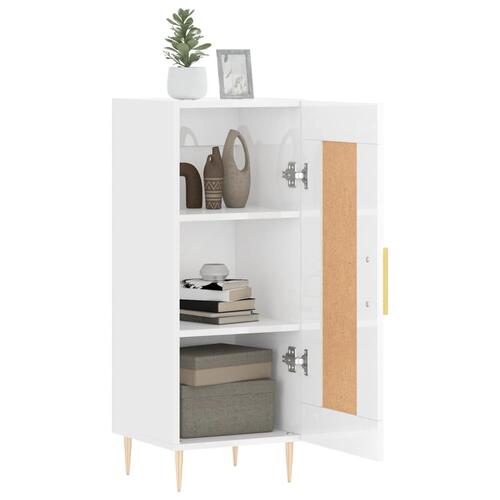 Skænk 34,5x34x90 cm konstrueret træ hvid højglans