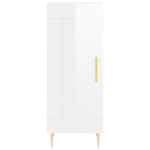 Skænk 34,5x34x90 cm konstrueret træ hvid højglans