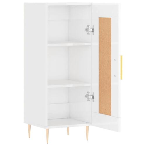 Skænk 34,5x34x90 cm konstrueret træ hvid højglans