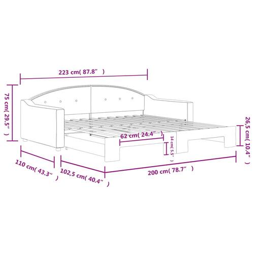 Daybed med udtræk 100x200 cm stof cremefarvet