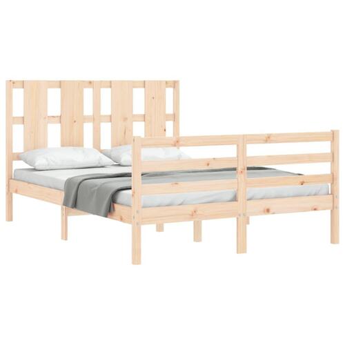 Sengeramme med sengegavl 140x200 cm massivt træ hvid