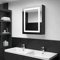 Badeværelsesskab med spejl + LED-lys 50x13x70 cm