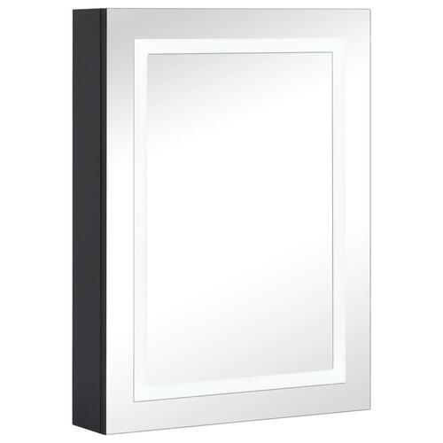 Badeværelsesskab med spejl + LED-lys 50x13x70 cm