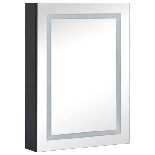 Badeværelsesskab med spejl + LED-lys 50x13x70 cm