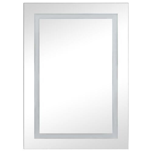 Badeværelsesskab med spejl + LED-lys 50x13x70 cm
