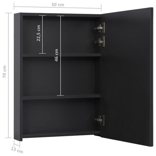 Badeværelsesskab med spejl + LED-lys 50x13x70 cm