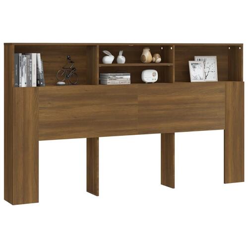 Sengegavl med opbevaring 180x19x103,5 cm brun egetræsfarve