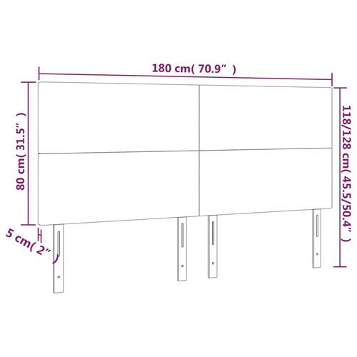 Sengegavl med LED-lys 180x5x118/128 cm fløjl mørkegrøn