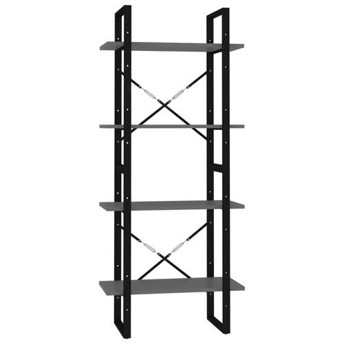 Bogreol med 4 hylder 60x30x140 cm konstrueret træ grå