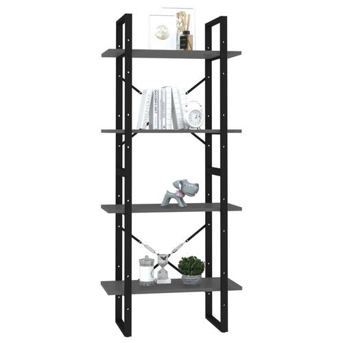 Bogreol med 4 hylder 60x30x140 cm konstrueret træ grå