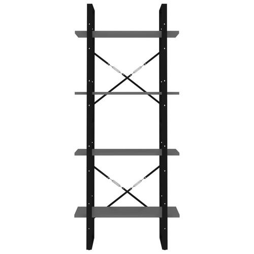 Bogreol med 4 hylder 60x30x140 cm konstrueret træ grå