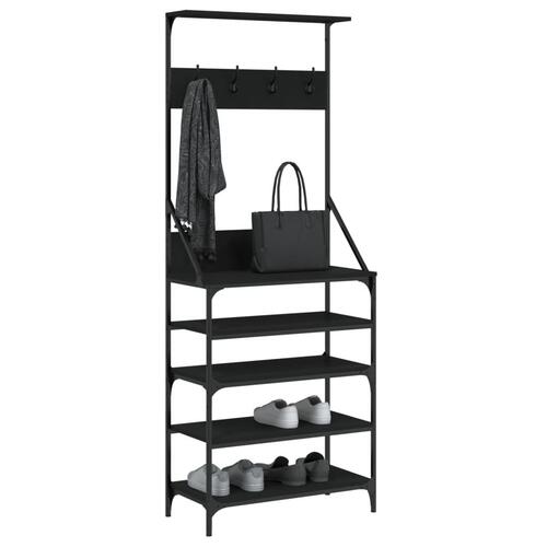 Tøjstativ med skoopbevaring 70x34x184 cm sort