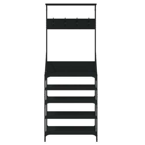 Tøjstativ med skoopbevaring 70x34x184 cm sort