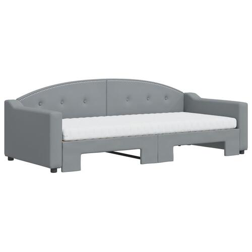 Daybed med udtræk og madras 90x200 cm stof lysegrå