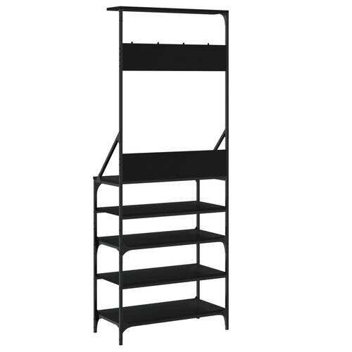 Tøjstativ med skoopbevaring 70x34x184 cm sort