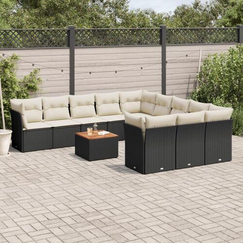 Sofasæt til haven 12 dele med hynder polyrattan sort