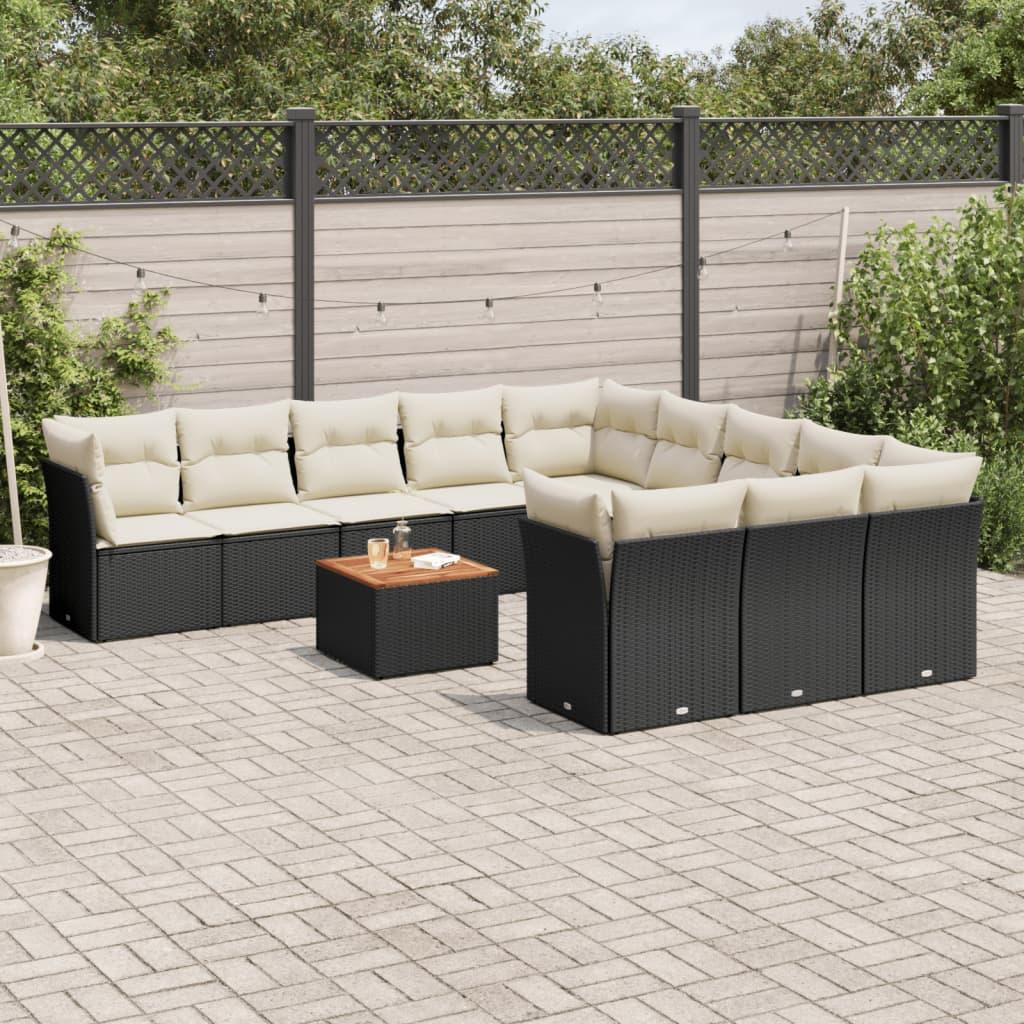 Sofasæt til haven 12 dele med hynder polyrattan sort