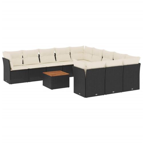 Sofasæt til haven 12 dele med hynder polyrattan sort