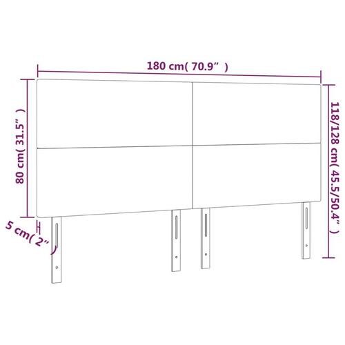 Sengegavl med LED-lys 180x5x118/128 cm fløjl lyserød