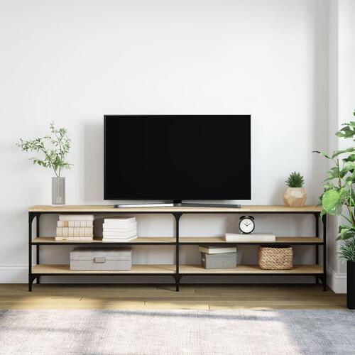 Tv-bord 180x30x50 cm konstrueret træ og metal sonoma-eg