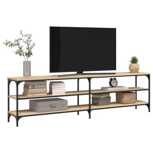 Tv-bord 180x30x50 cm konstrueret træ og metal sonoma-eg