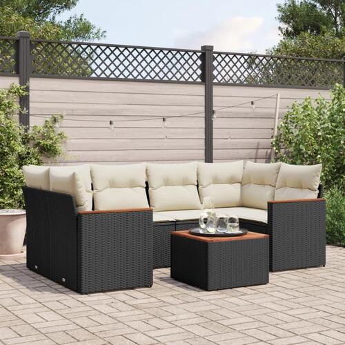Sofasæt til haven 7 dele med hynder polyrattan sort
