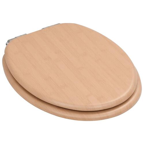 Toiletsæde med soft close-låg MDF bambusdesign