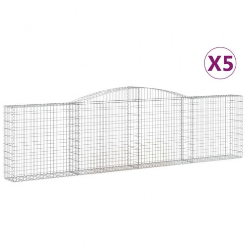 Buede gabionkurve - 5 stk. 400 × 30 × 100/120 cm i galvaniseret jern