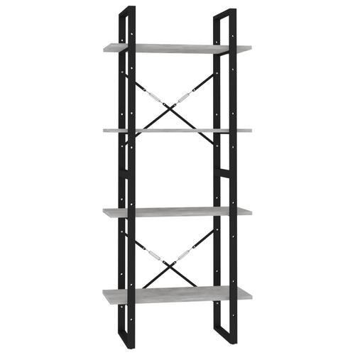 Bogreol med 4 hylder 60x30x140 cm konstrueret træ betongrå