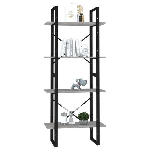Bogreol med 4 hylder 60x30x140 cm konstrueret træ betongrå