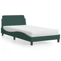 Seng med madras 100x200 cm velour mørkegrøn