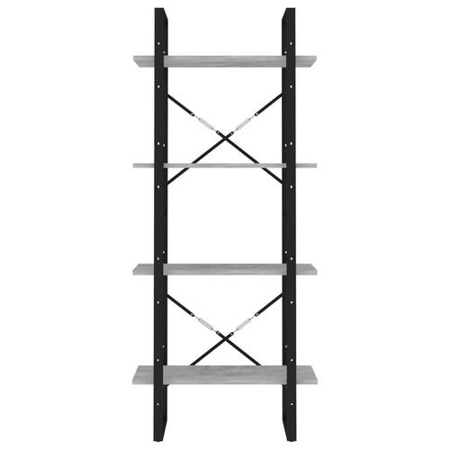 Bogreol med 4 hylder 60x30x140 cm konstrueret træ betongrå