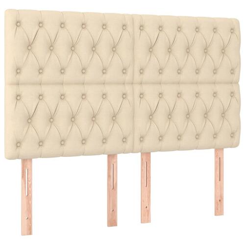 Sengegavle 4 stk. 72x7x78/88 cm stof cremefarvet