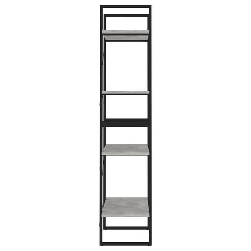 Bogreol med 4 hylder 60x30x140 cm konstrueret træ betongrå