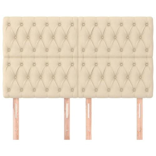 Sengegavle 4 stk. 72x7x78/88 cm stof cremefarvet