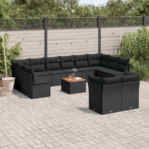 Sofasæt til haven 13 dele med hynder polyrattan sort