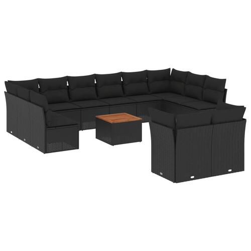 Sofasæt til haven 13 dele med hynder polyrattan sort