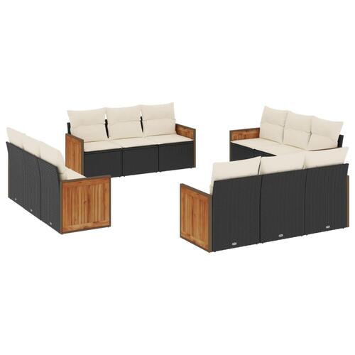 Sofasæt til haven 12 dele med hynder polyrattan sort