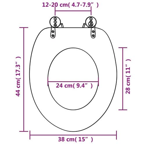 Toiletsæde med soft close-låg MDF stendesign