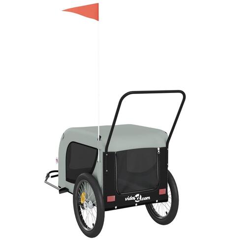 Hundetrailer til cykel oxfordstof og jern grå og sort