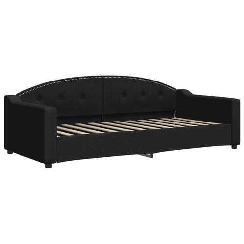 Daybed med udtræk og madras 90x200 cm stof sort
